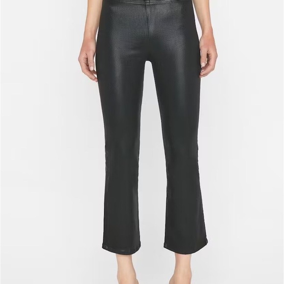 Frame Black Jetset Mini Boot Crop Wax Coated Jeans - Picture 2 of 4